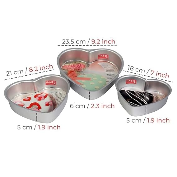 Aluminium Heart Shape Cake Mould Set of 3 - 500g, 750g, 1 kg