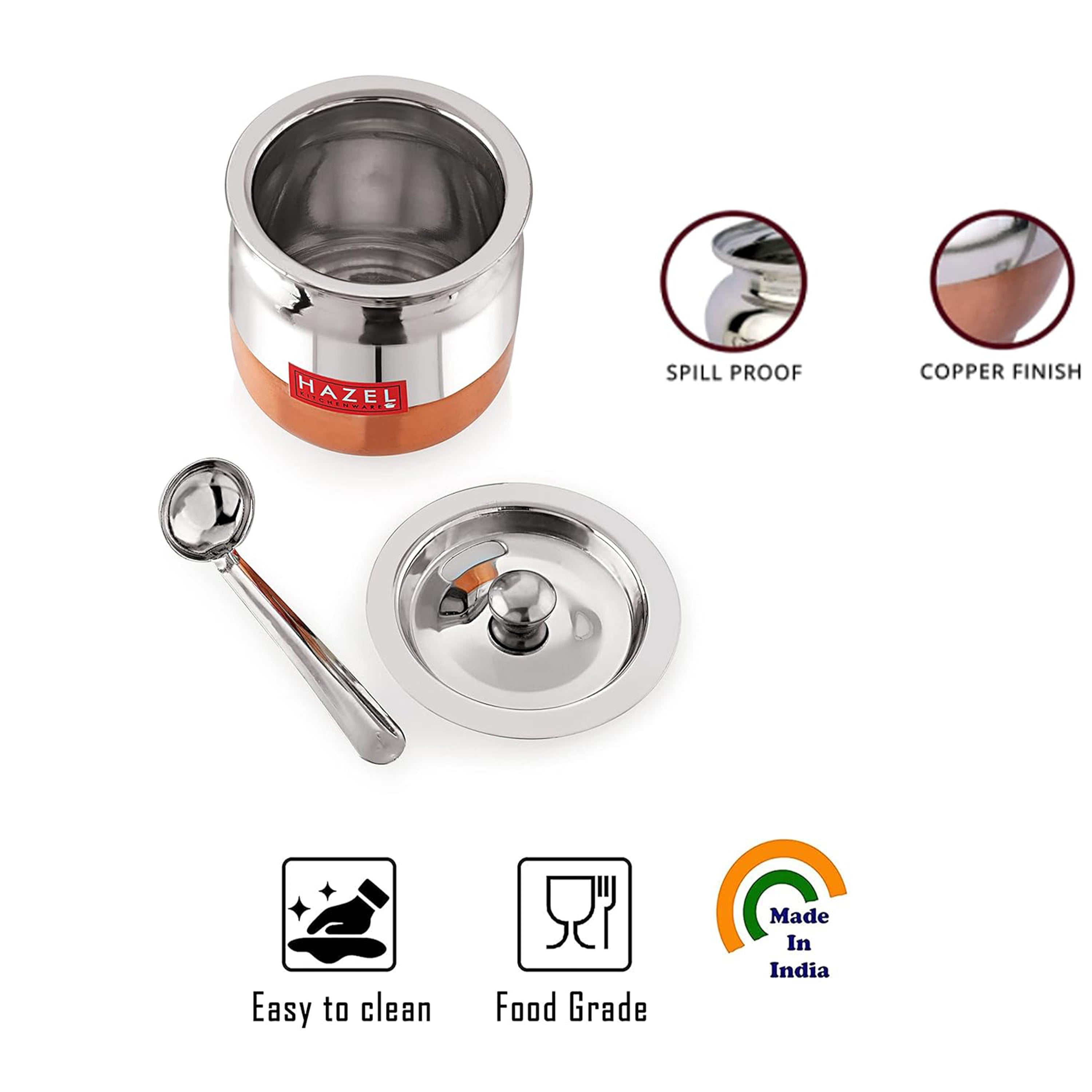 Stainless Steel Oil And Ghee Container With Spoon (225 ML)