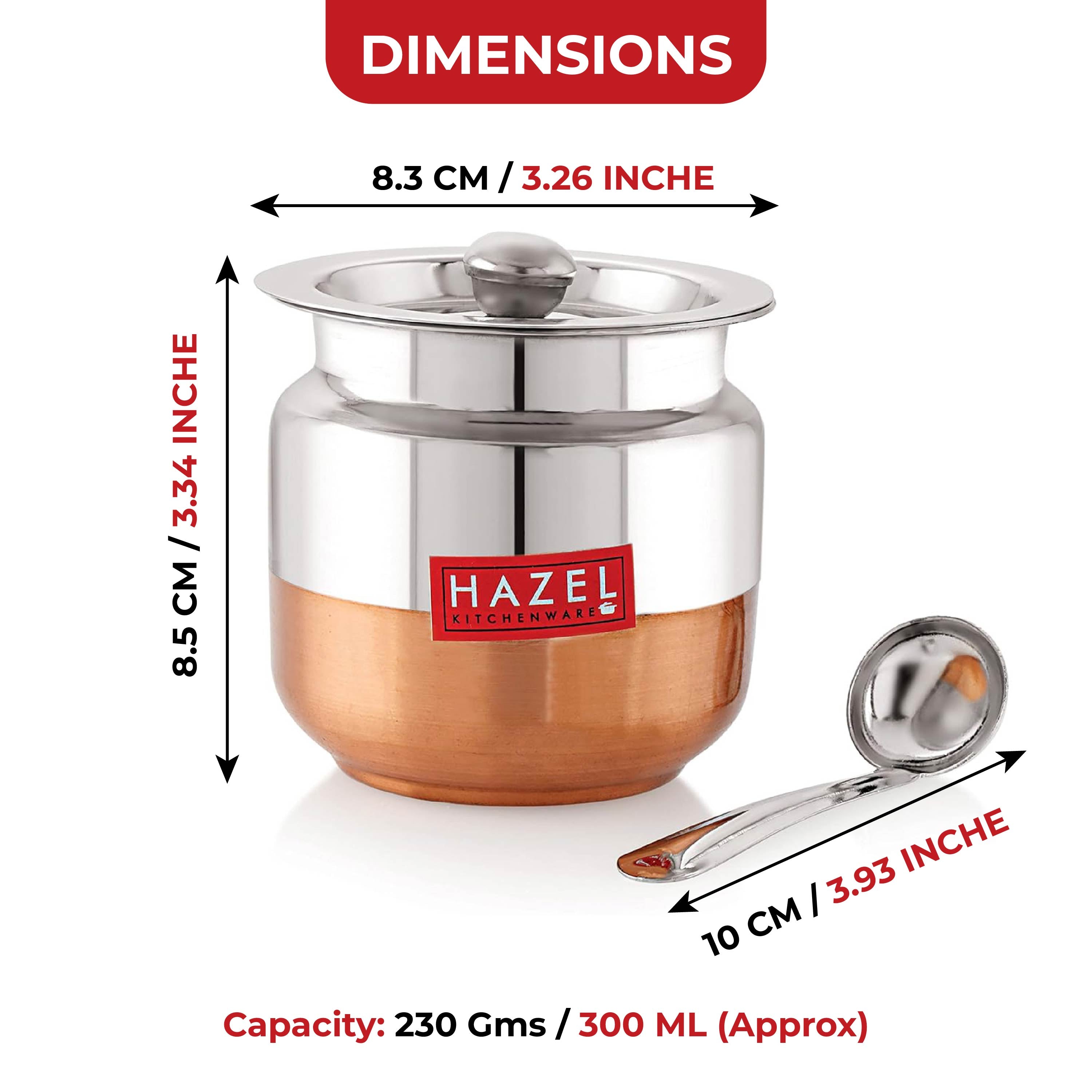 Stainless Steel Copper Bottom Oil & Ghee Container with Spoon – 300 ML