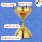 Nanda Deep Brass Diya Oil Lamp Pooja, Small, Golden