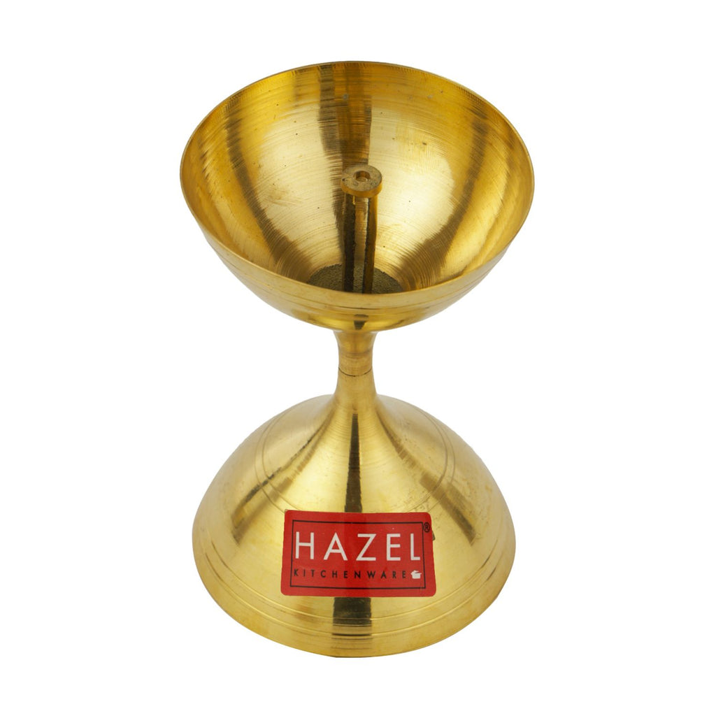 Nanda Deep Brass Diya Oil Lamp Pooja, Small, Golden