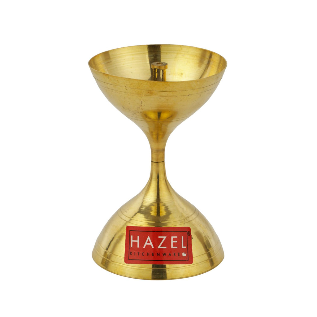 Nanda Deep Brass Diya Oil Lamp Pooja, Small, Golden