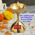Nanda Deep Brass Diya Oil Lamp Pooja, Small, Golden