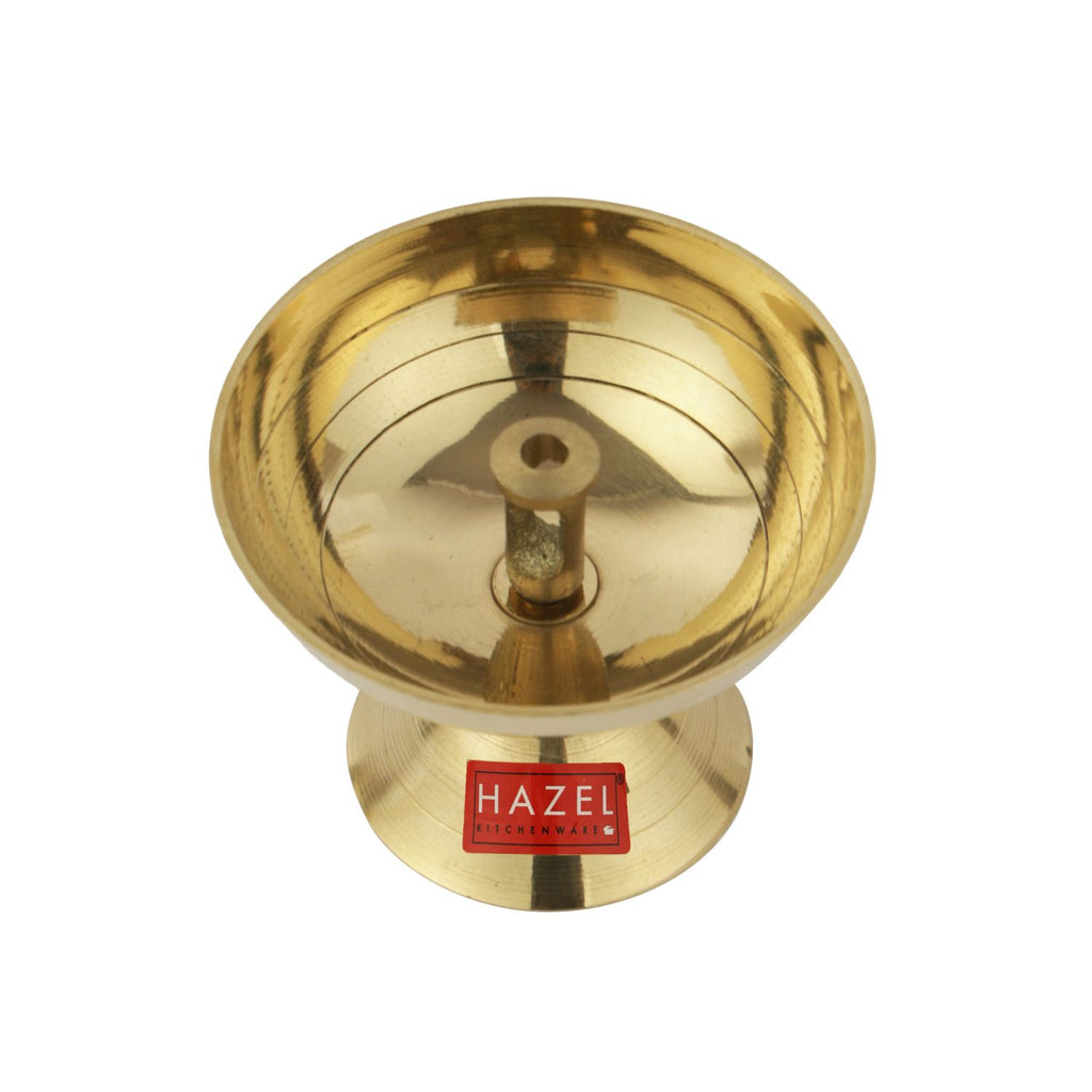 Payali Brass Diya Oil Lamp, Large, Golden