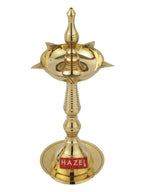 Brass Fancy Kerela Samay Diya Oil Diwali Puja Lamp, Golden