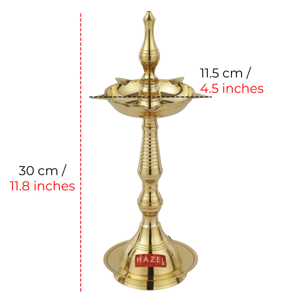 Brass Fancy Kerela Samay Diya Oil Diwali Puja Lamp, Golden