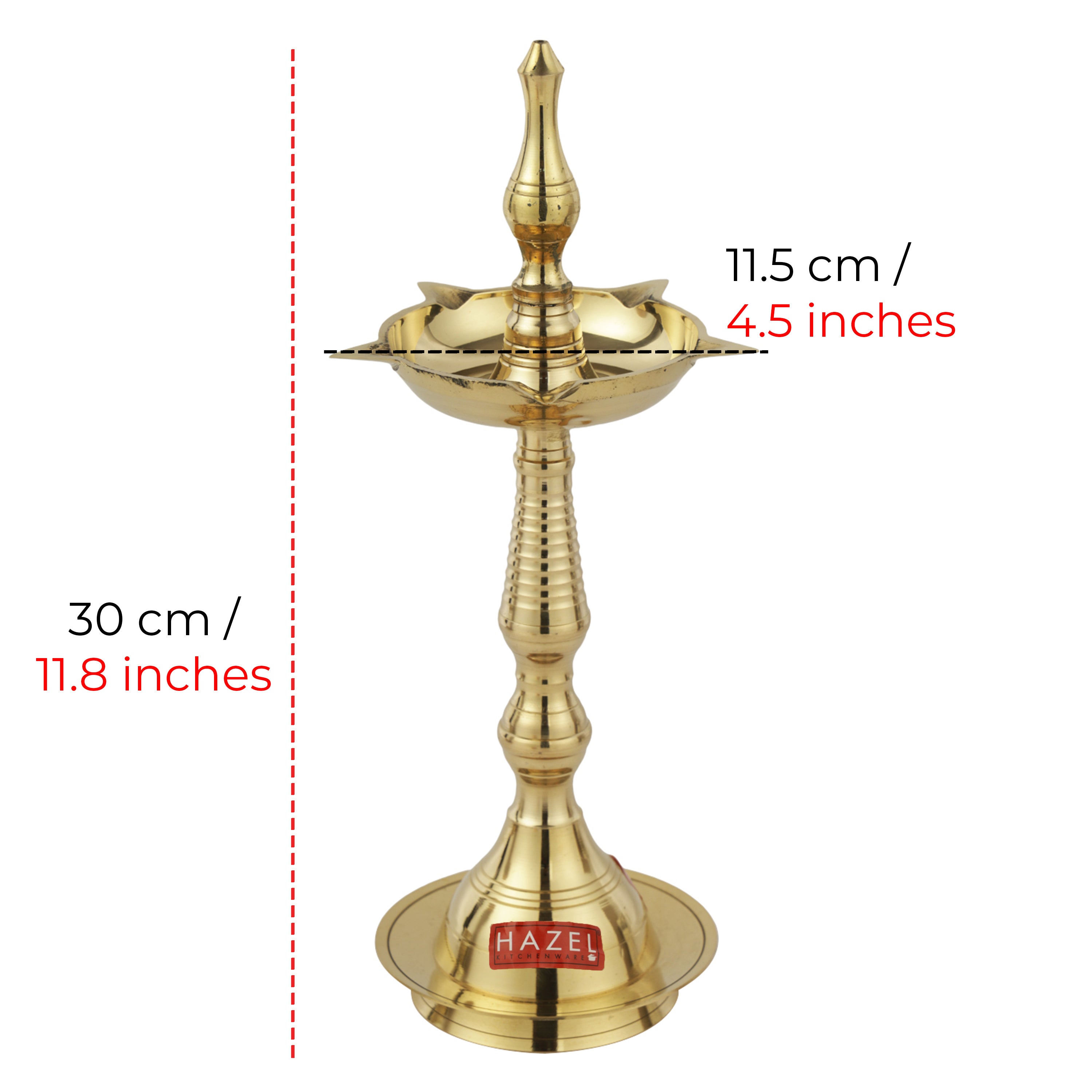 Brass Fancy Kerela Samay Diya Oil Diwali Puja Lamp, Golden