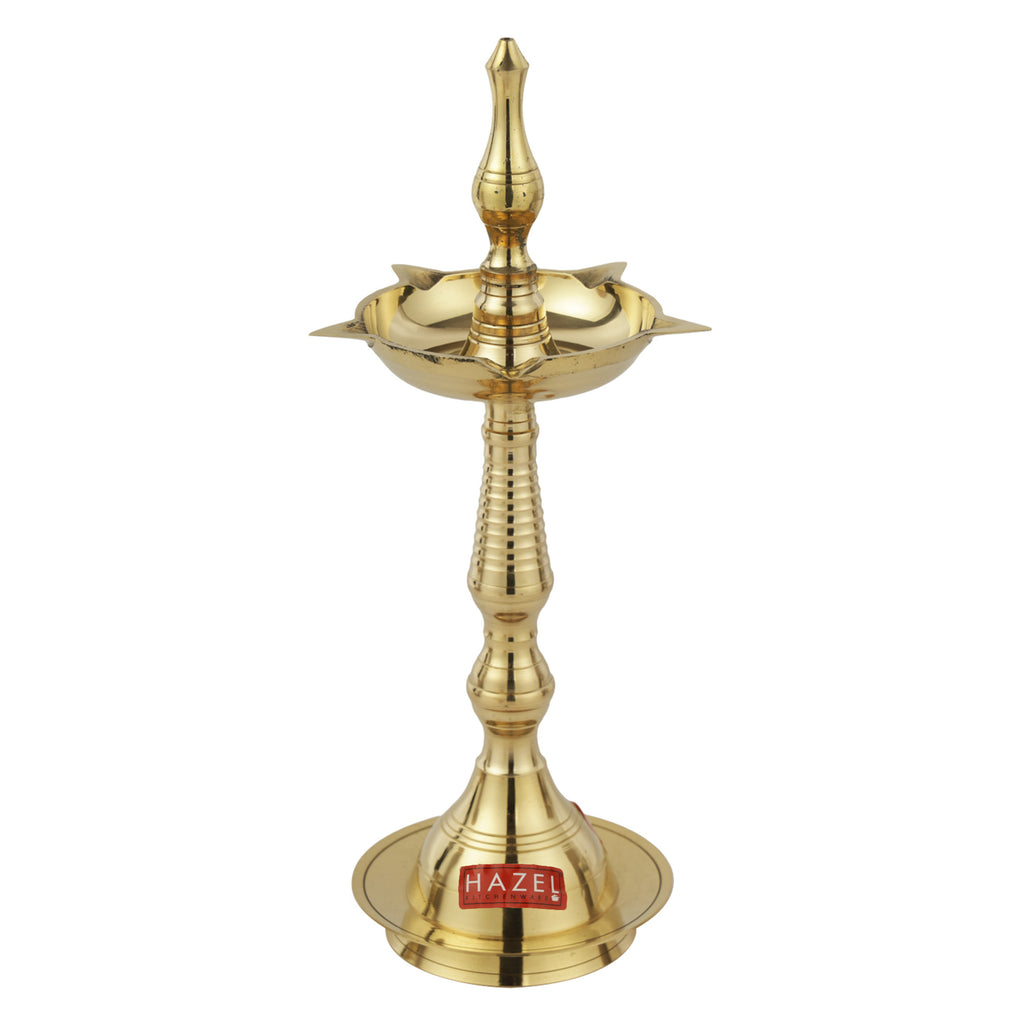 Brass Fancy Kerela Samay Diya Oil Diwali Puja Lamp, Golden