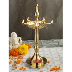 Brass Fancy Kerela Samay Diya Oil Diwali Puja Lamp, Golden