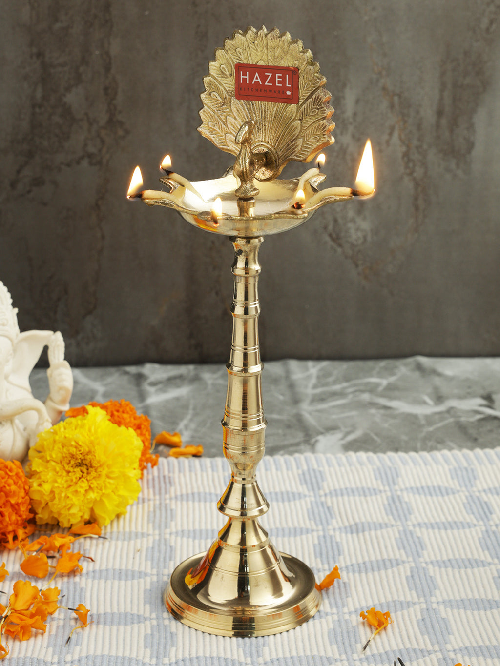 Peacock Brass Samay Diwali Puja Diya Oil Samai