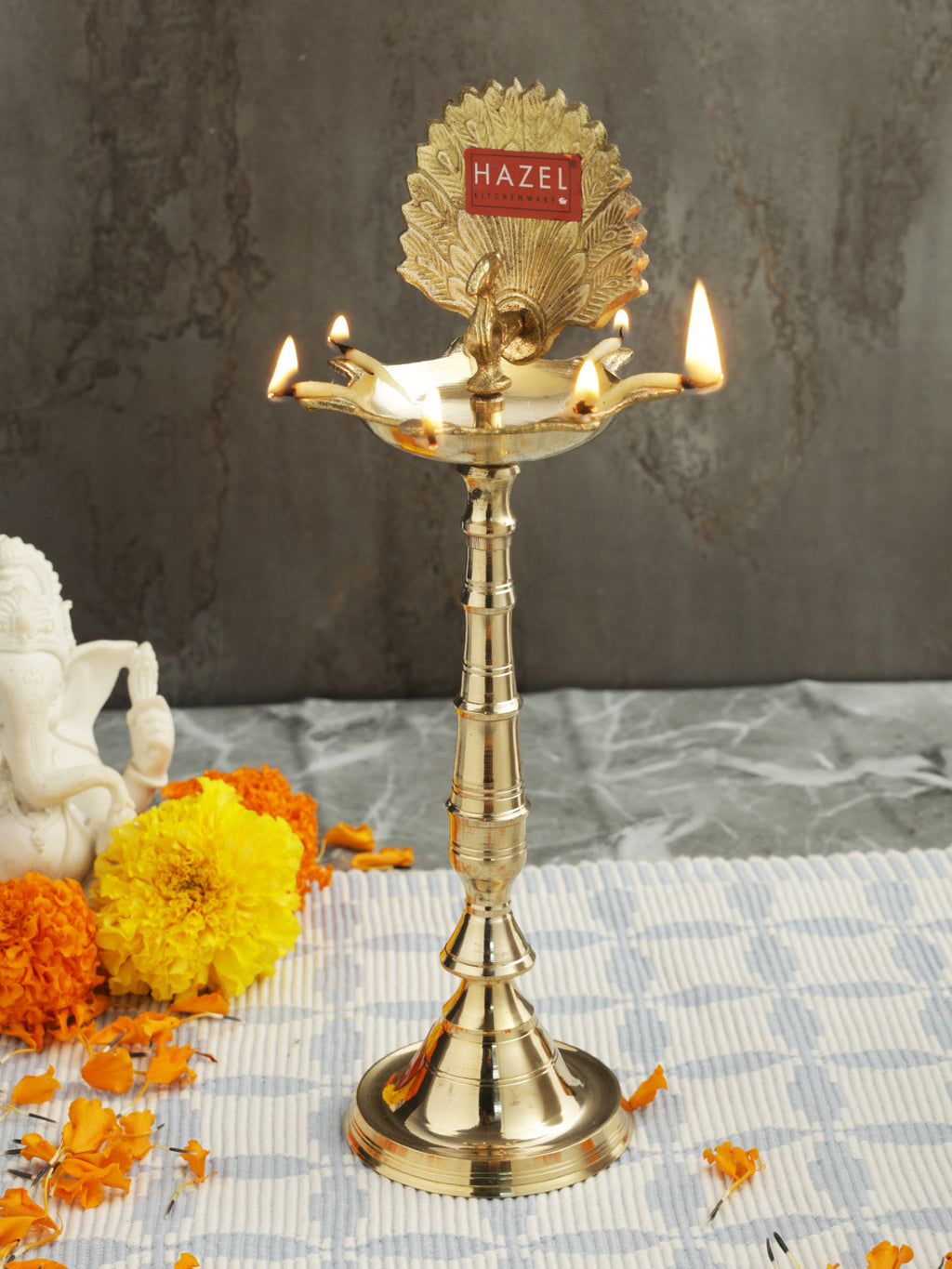 Peacock Brass Samay Diwali Puja Diya Oil Samai