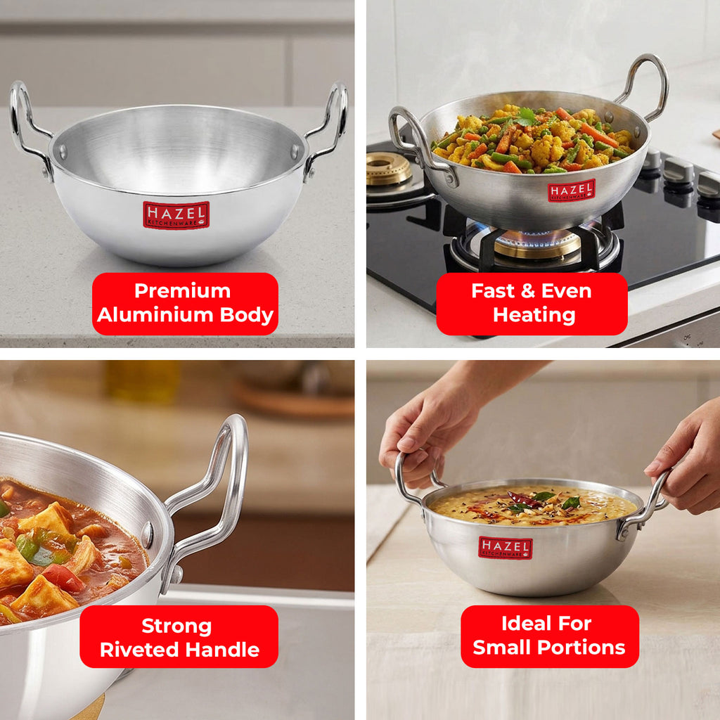 Aluminium Kadai with Handle, 1750 ML