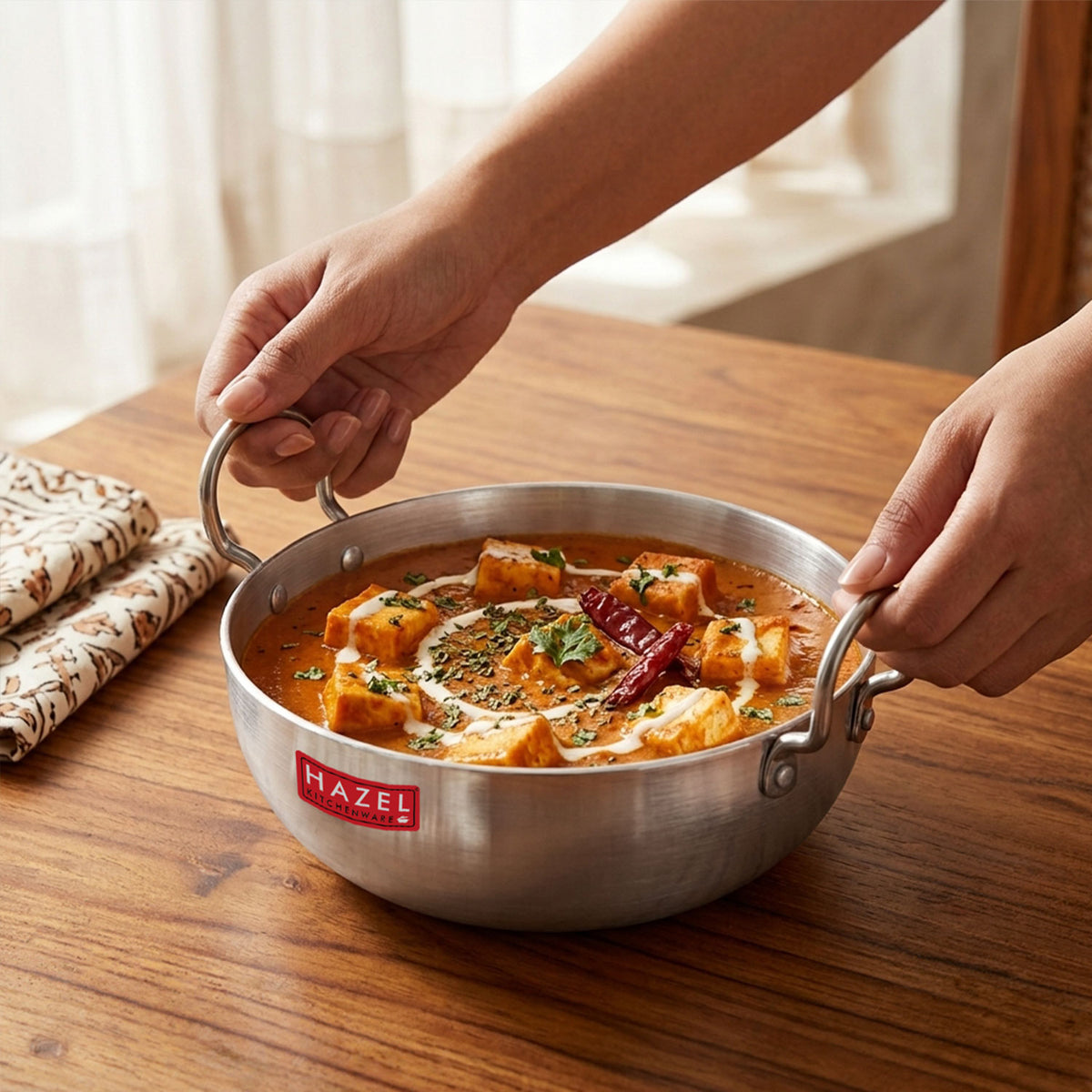 Aluminium Kadai with Handle, 1750 ML