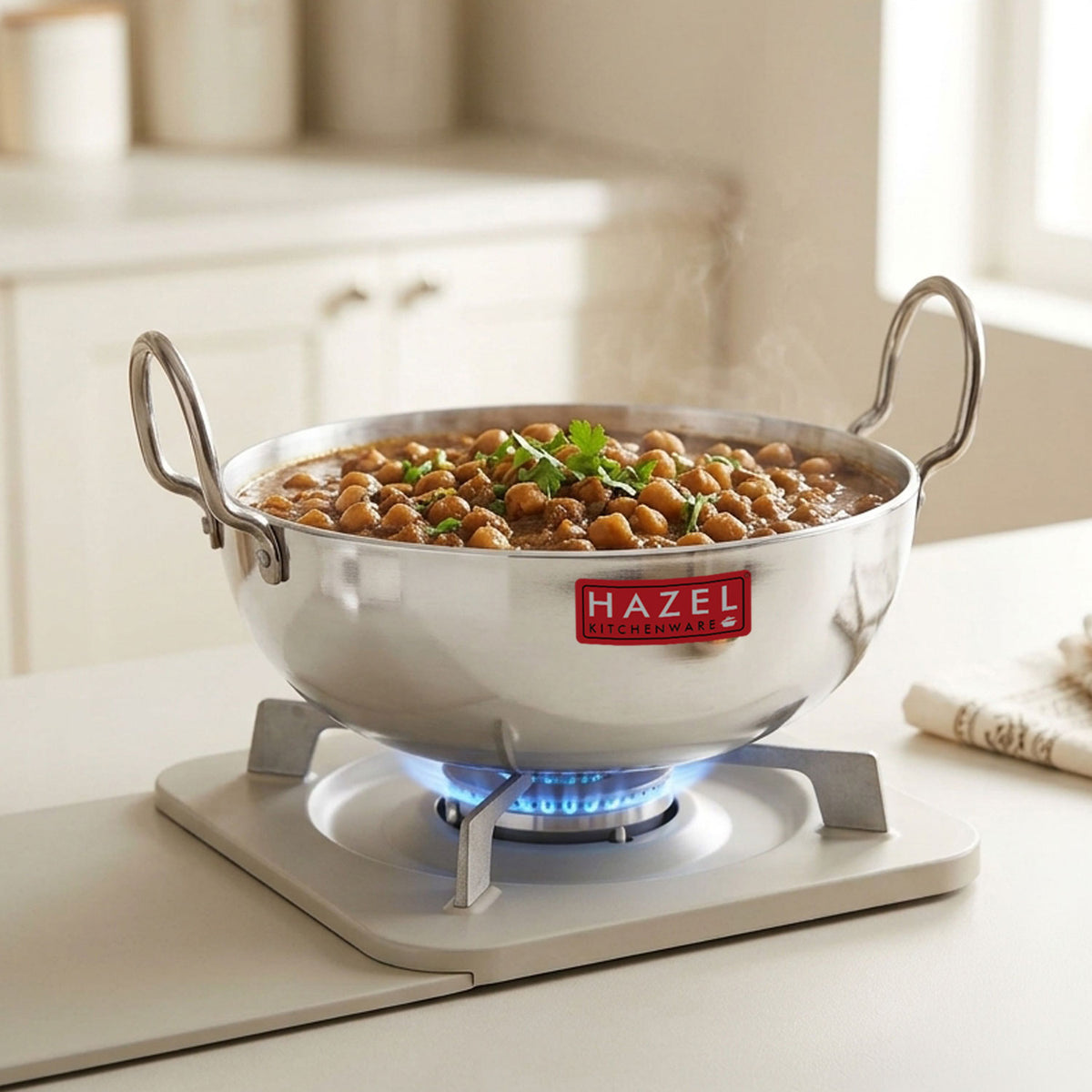Aluminium Kadai with Handle, Large Capacity, 3700 ml