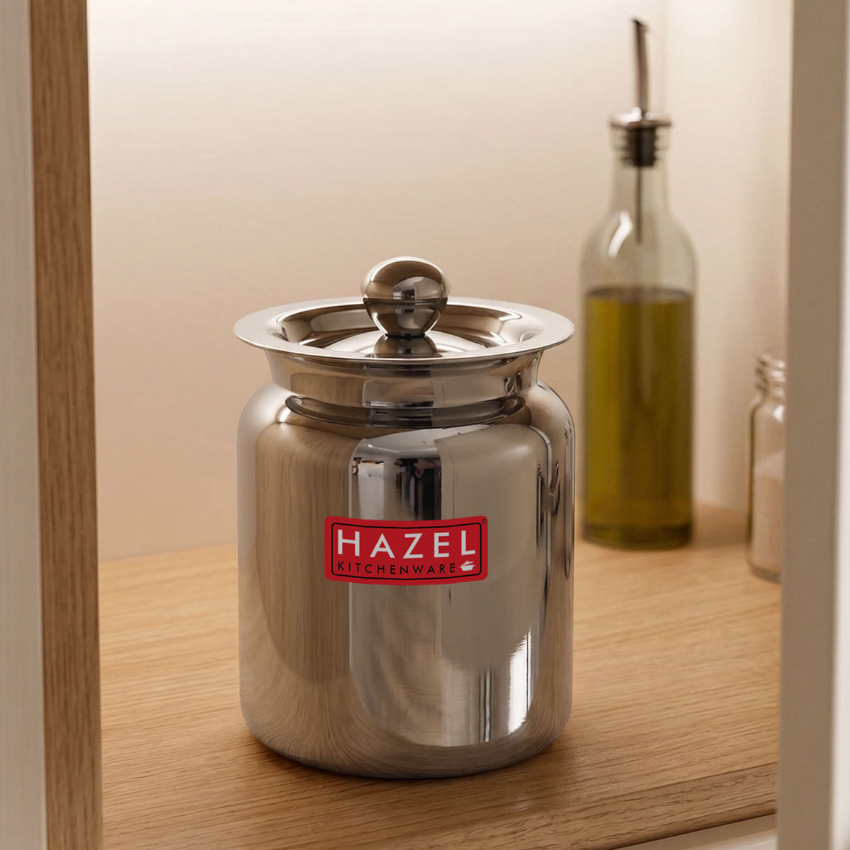 Stainless Steel Oil ghee Container with Lid, Kitchen Dispenser