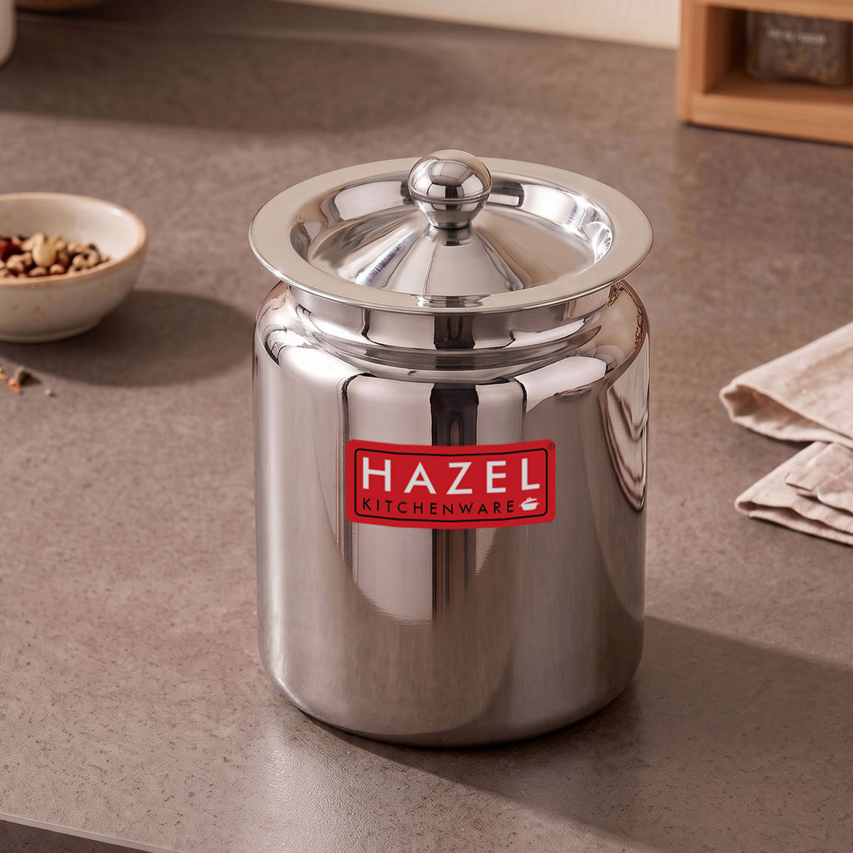 Stainless Steel Oil ghee Container with Lid, Kitchen Dispenser