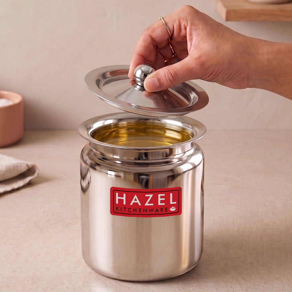 Stainless Steel Ghee Container With Lid, 1000 ml