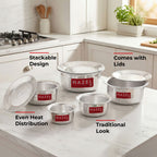 Aluminium Hammered Patila (Tope) Set With Lid  -(Set of 5 - 1L, 1.4L, 1.8L, 2.2L, 2.75L)