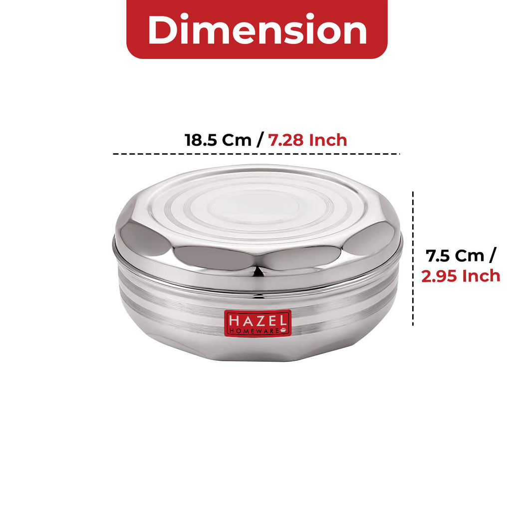 Stainless Steel Masala Dabba with Airtight Lid, 7 Containers and 1 Spoon