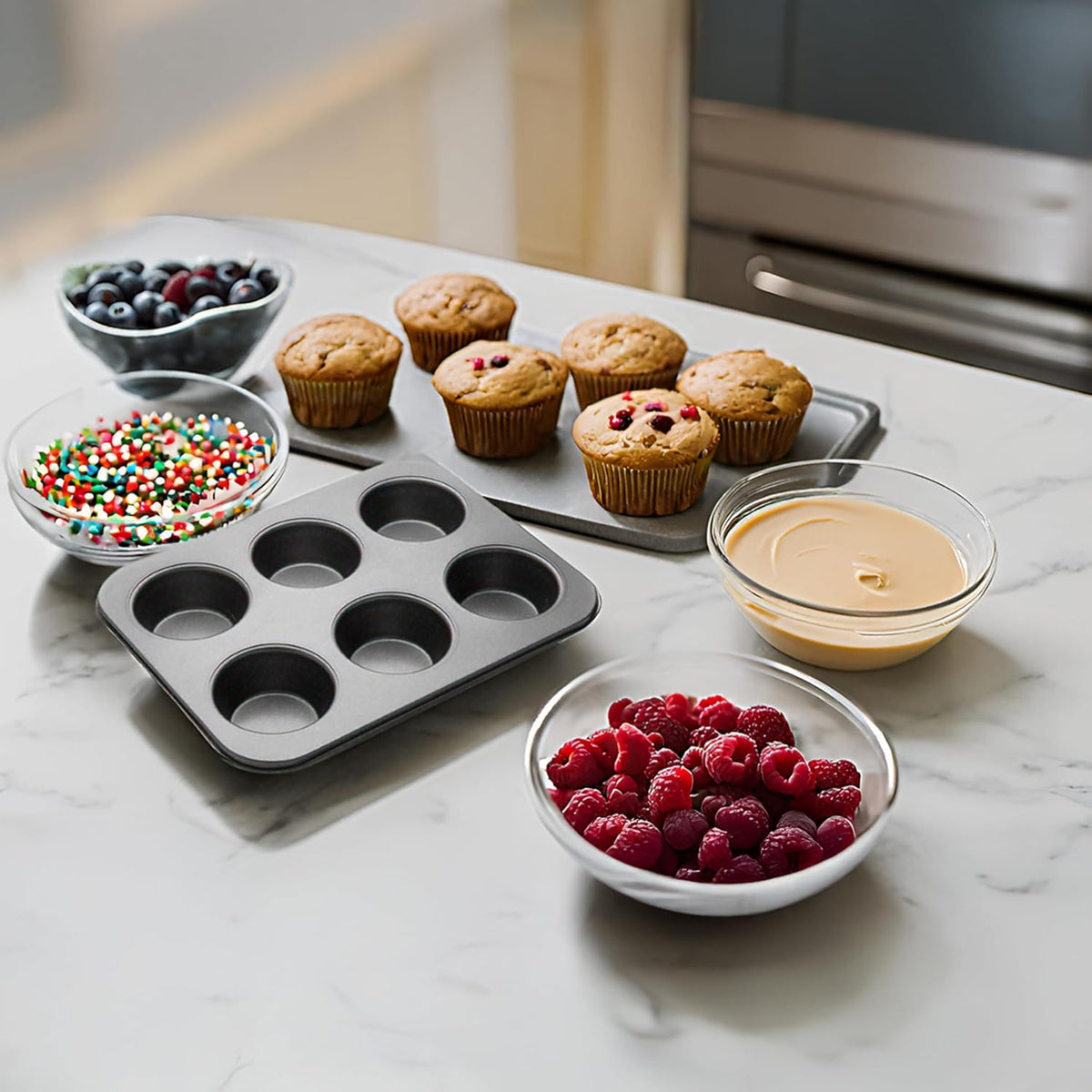 Non Stick Muffin Tray, 6 Cavity