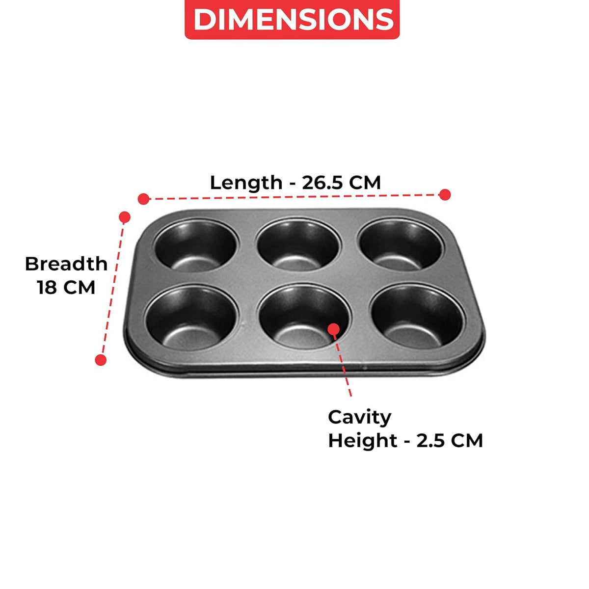 Non Stick Muffin Tray, 6 Cavity