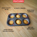 Non Stick Muffin Tray, 6 Cavity