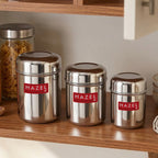 Stainless Steel  Kitchen Containers for Tea, Coffee, Sugar - 3 pc : 300 ML, 500 ML, 650 ML