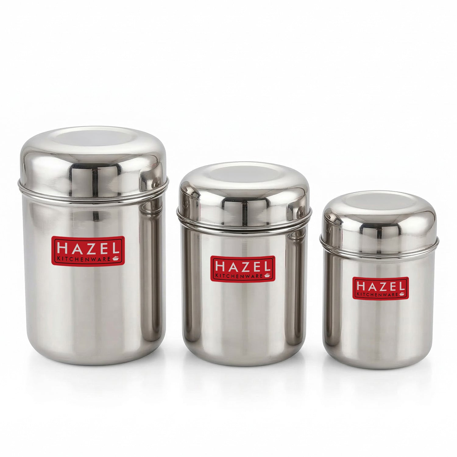 Stainless Steel  Kitchen Containers for Tea, Coffee, Sugar - 3 pc : 300 ML, 500 ML, 650 ML