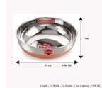 Heavy Gauge Stainless Steel Tasra with Copper Bottom, 1500 ml, Silver & Copper