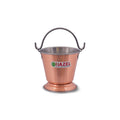 Food Curry Dal Serving Stainless Steel Bucket, 600 ml, Silver & Copper