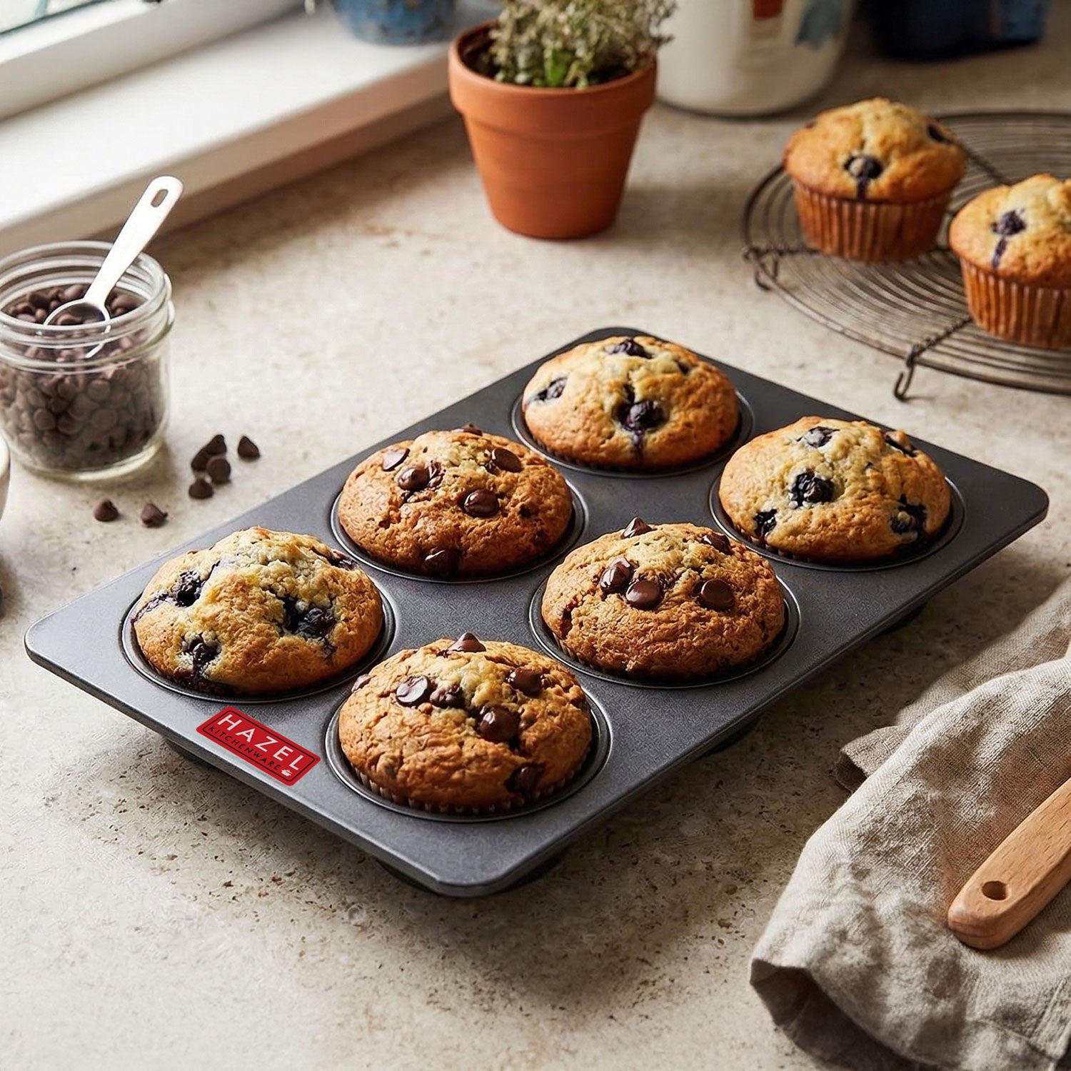Aluminium Non Stick Muffin Tray - 6 cavity