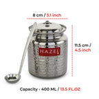 Stainless Steel Ghee Container with Spoon, Oil Containers for Kitchen with Lid, 400 ML