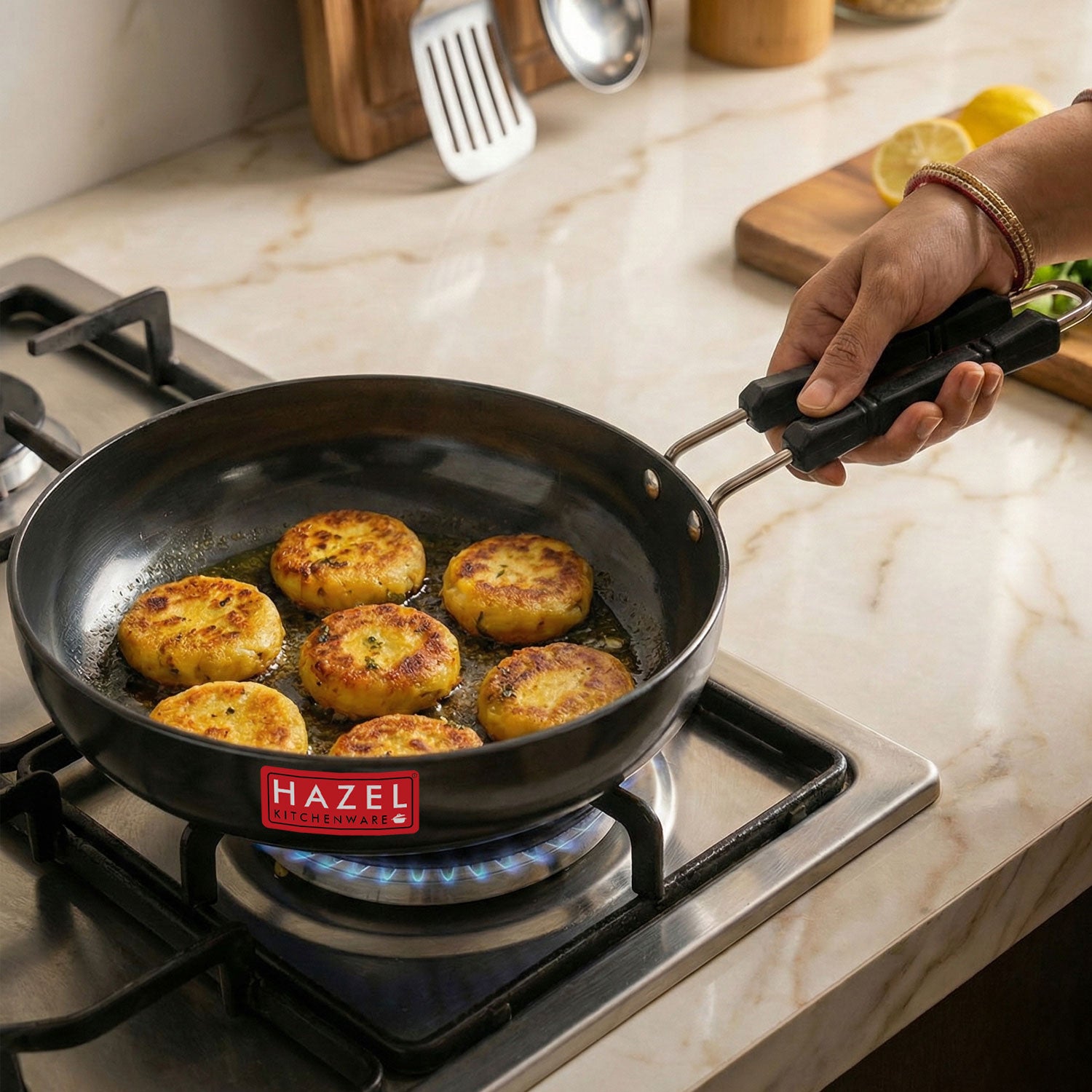 Aluminium Hard Anodised Fry Pan, Induction Base - 1750ml, 22cm