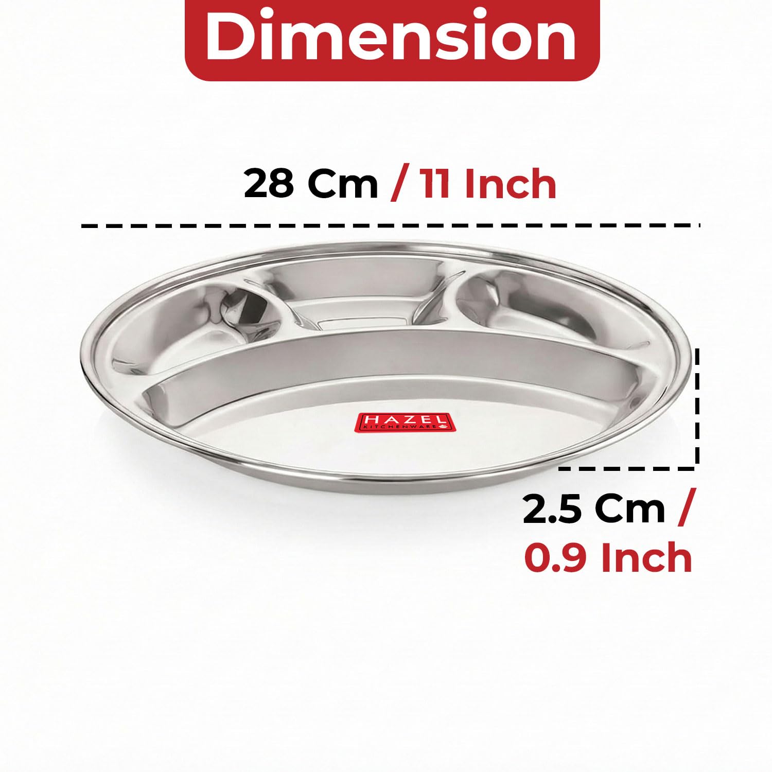 4 Compartment Mess /Lunch Plate, Small