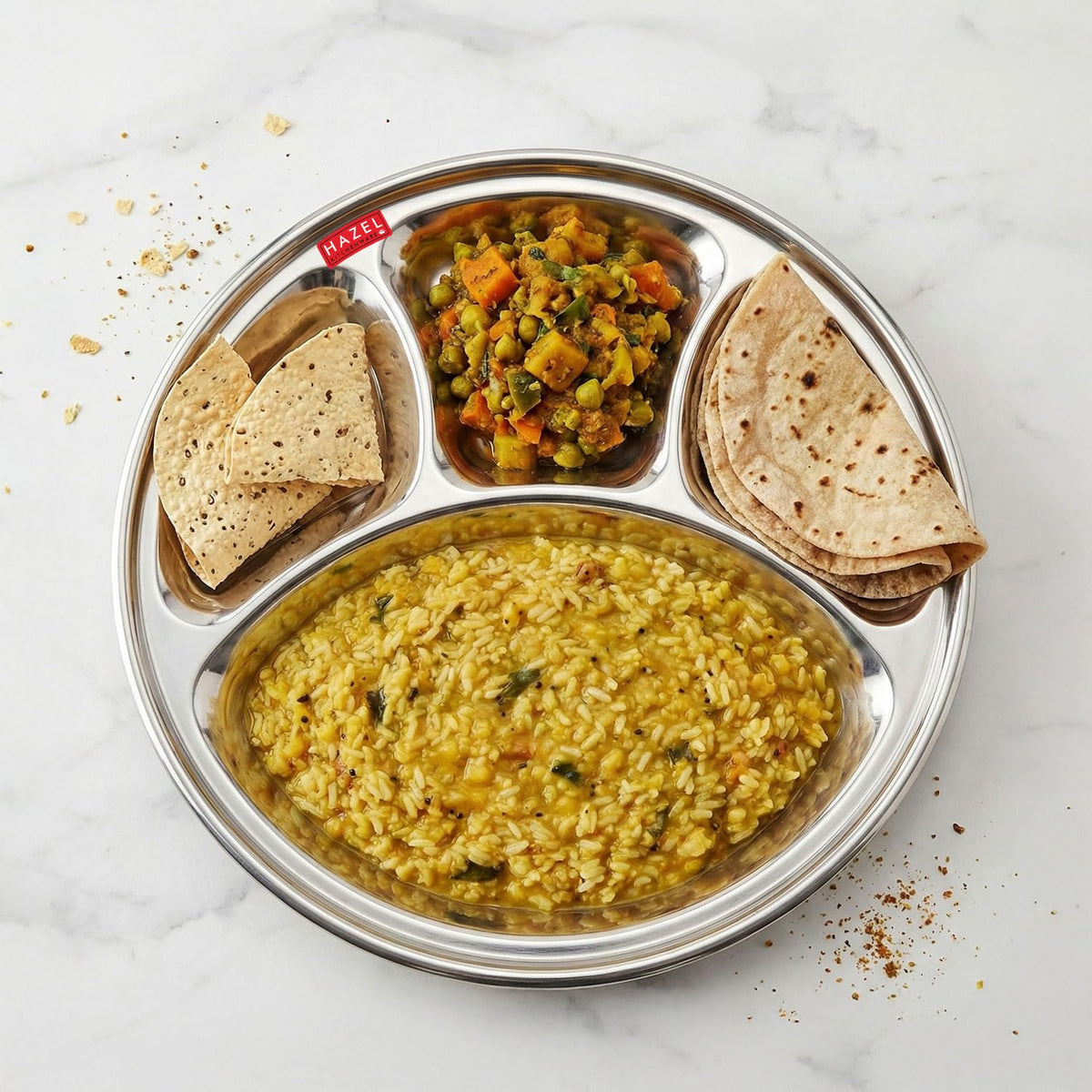 Stainless Steel 4 Compartment Round Thali