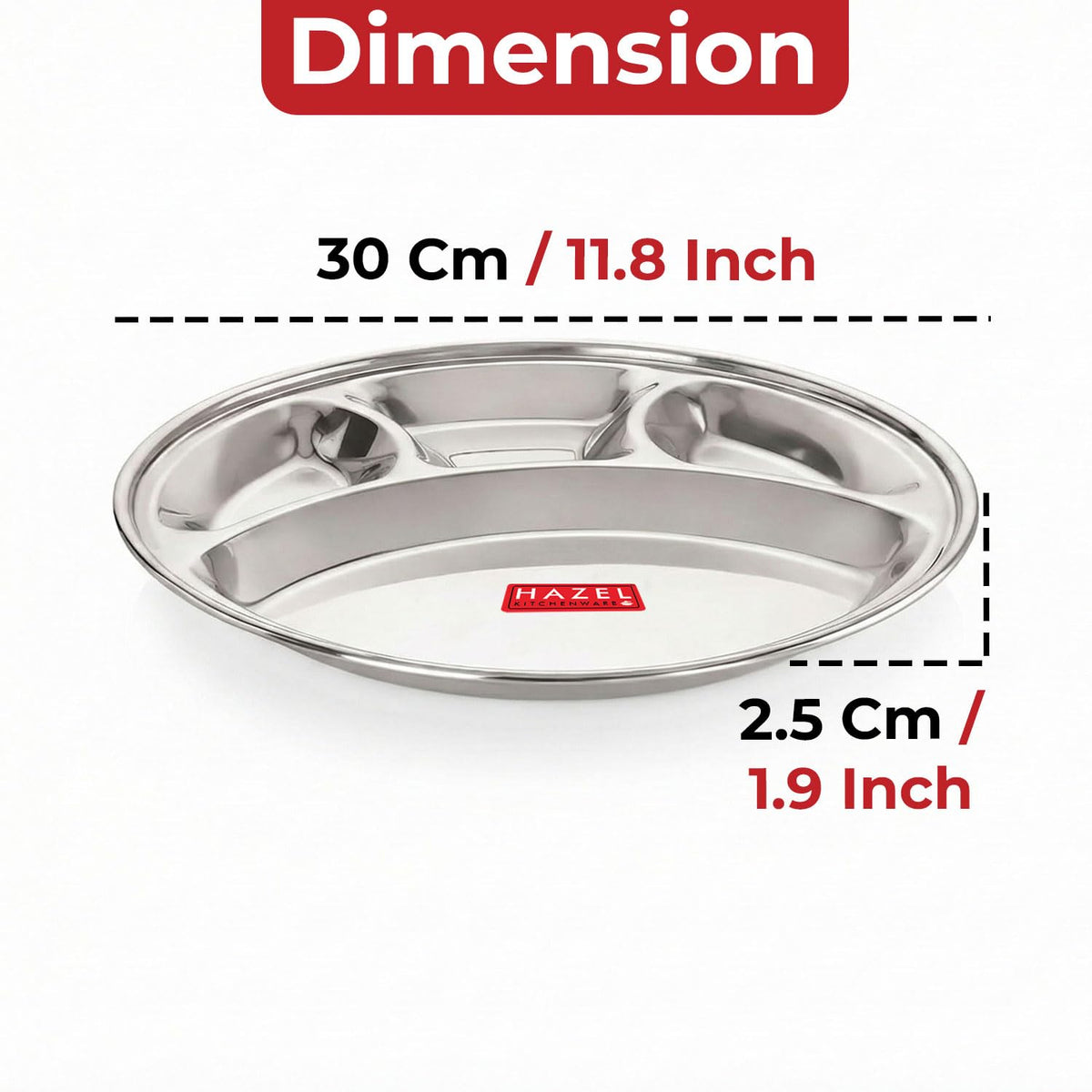 Stainless Steel 4 Compartment Round Thali