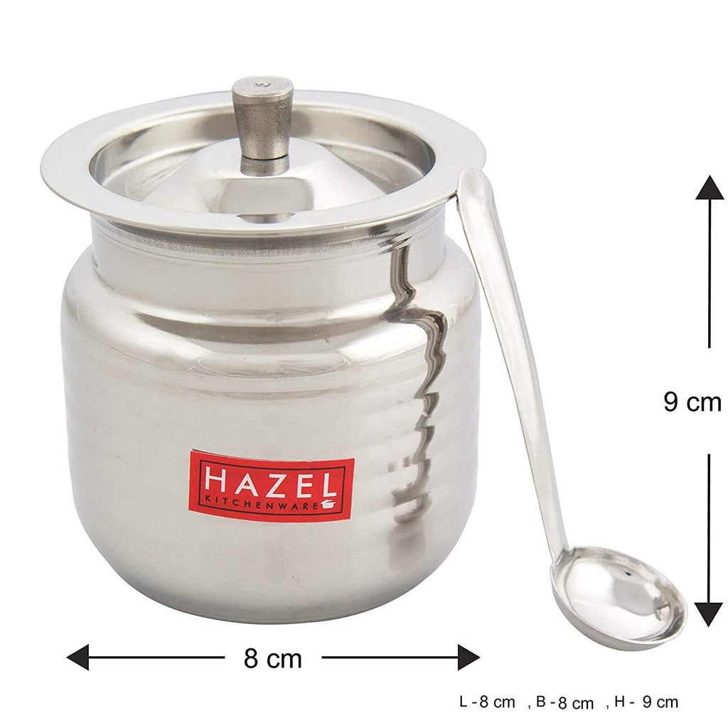 Stainless Steel Supreme Hammered Finish Oil Ghee Pot, 400 ml, Silver