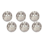 Stainless Steel Round Dinner Plate With 4 Compartment Mess Plate, Large, Set of 6