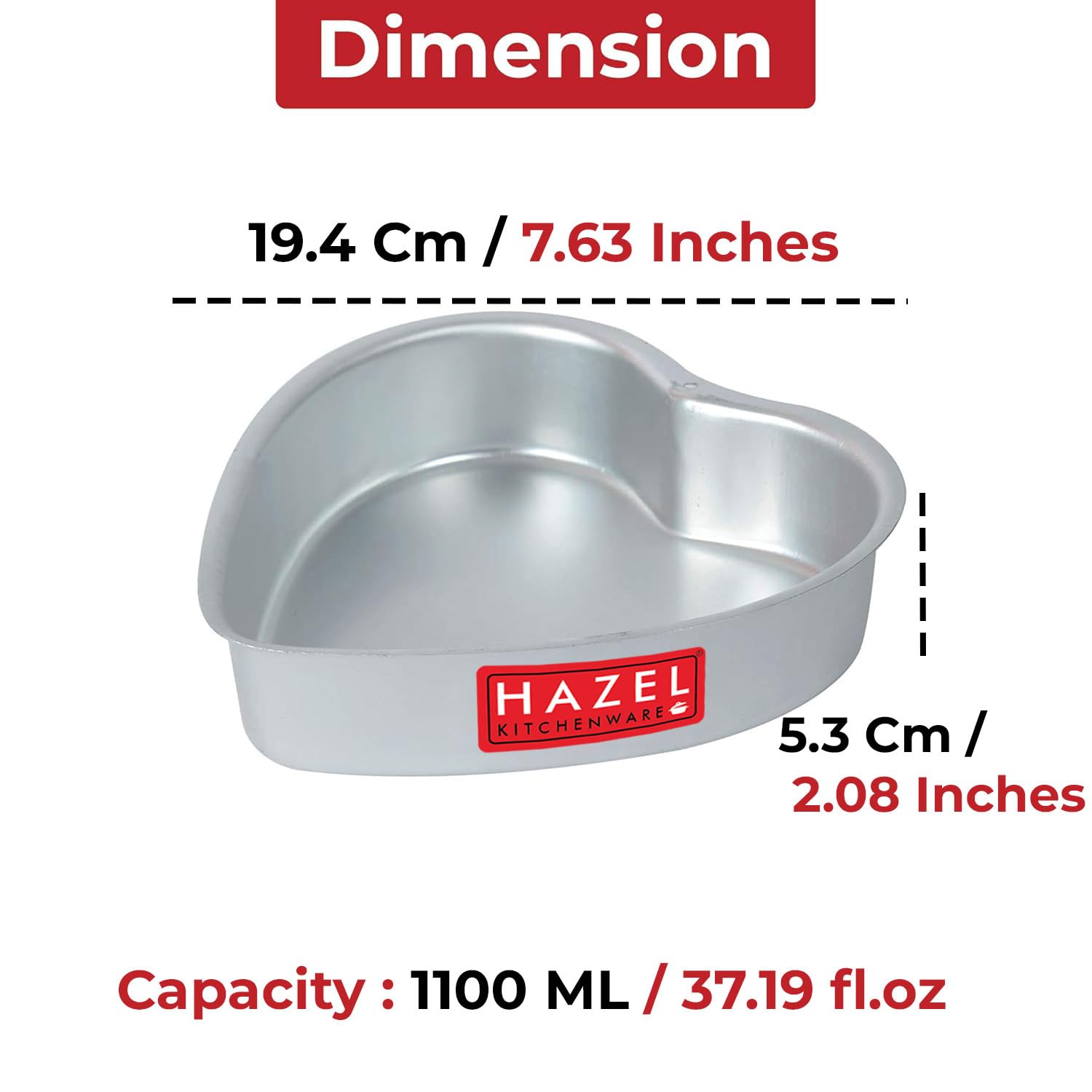 Aluminium Heart Shape Cake Mould, 7.5 Inch