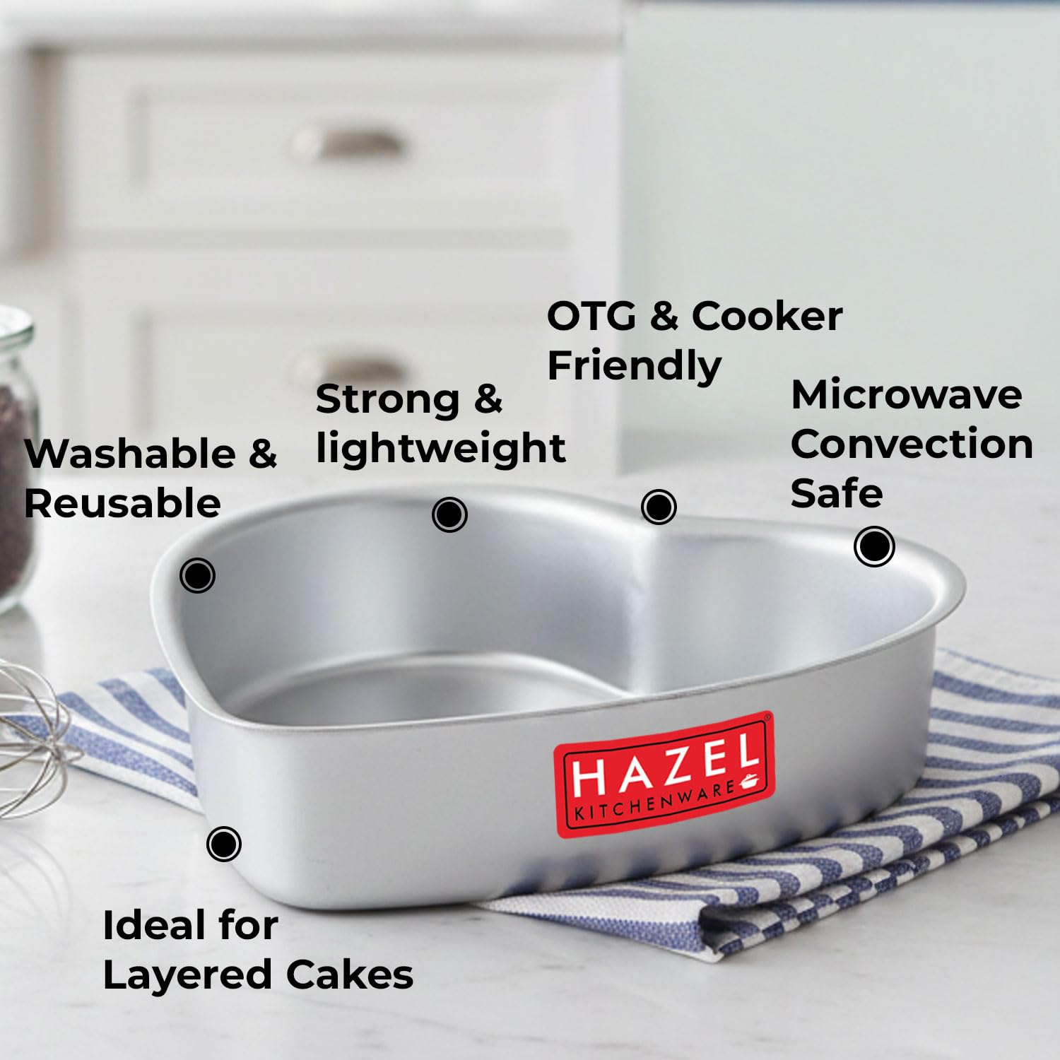 Aluminium Heart Shape Cake Mould, 7.5 Inch