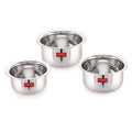 Stainless Steel Flat Tope without Lid, Set of 3, 300, 500 & 700 ml, Silver