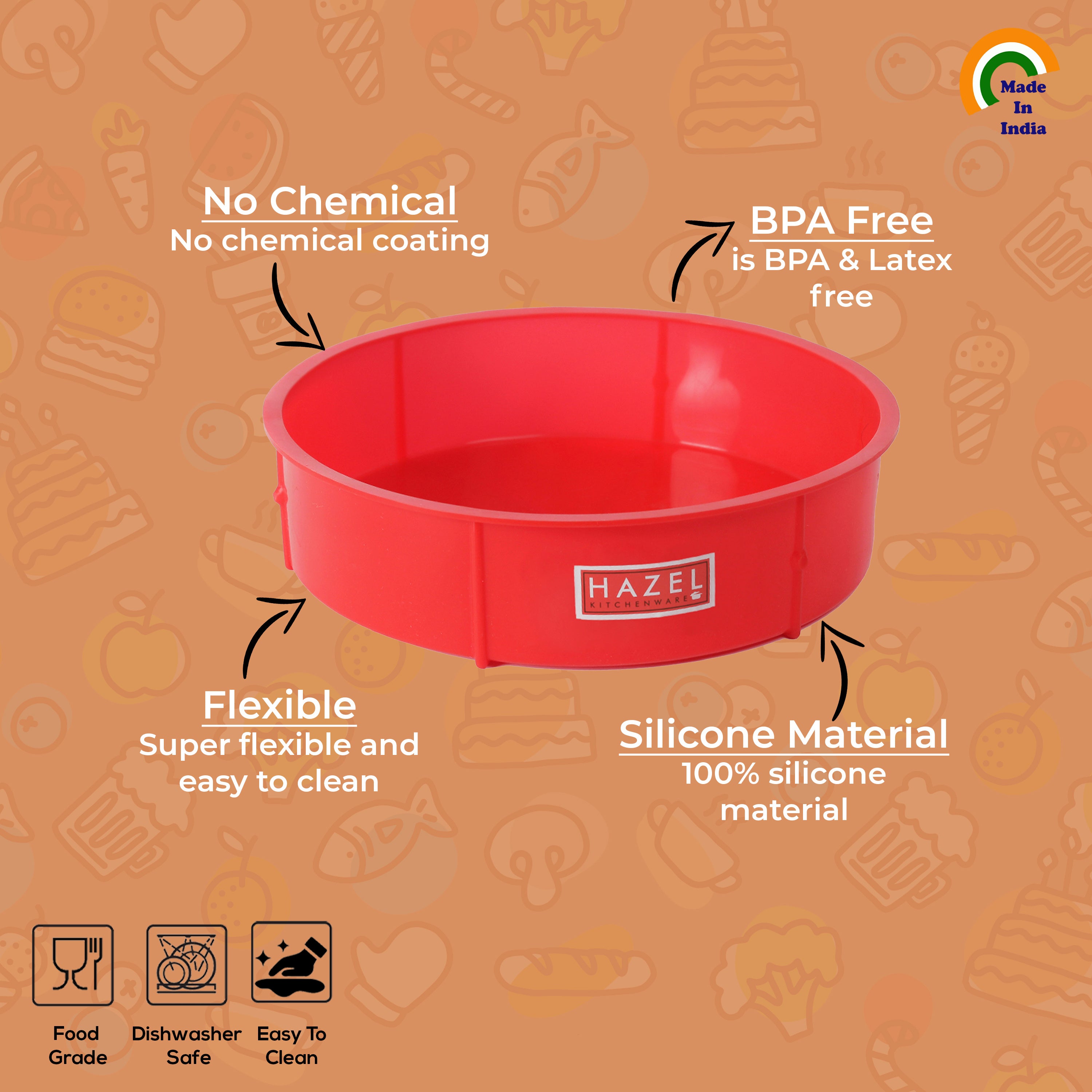 Silicone Small Round Cake Mould 15.5 cm, Red