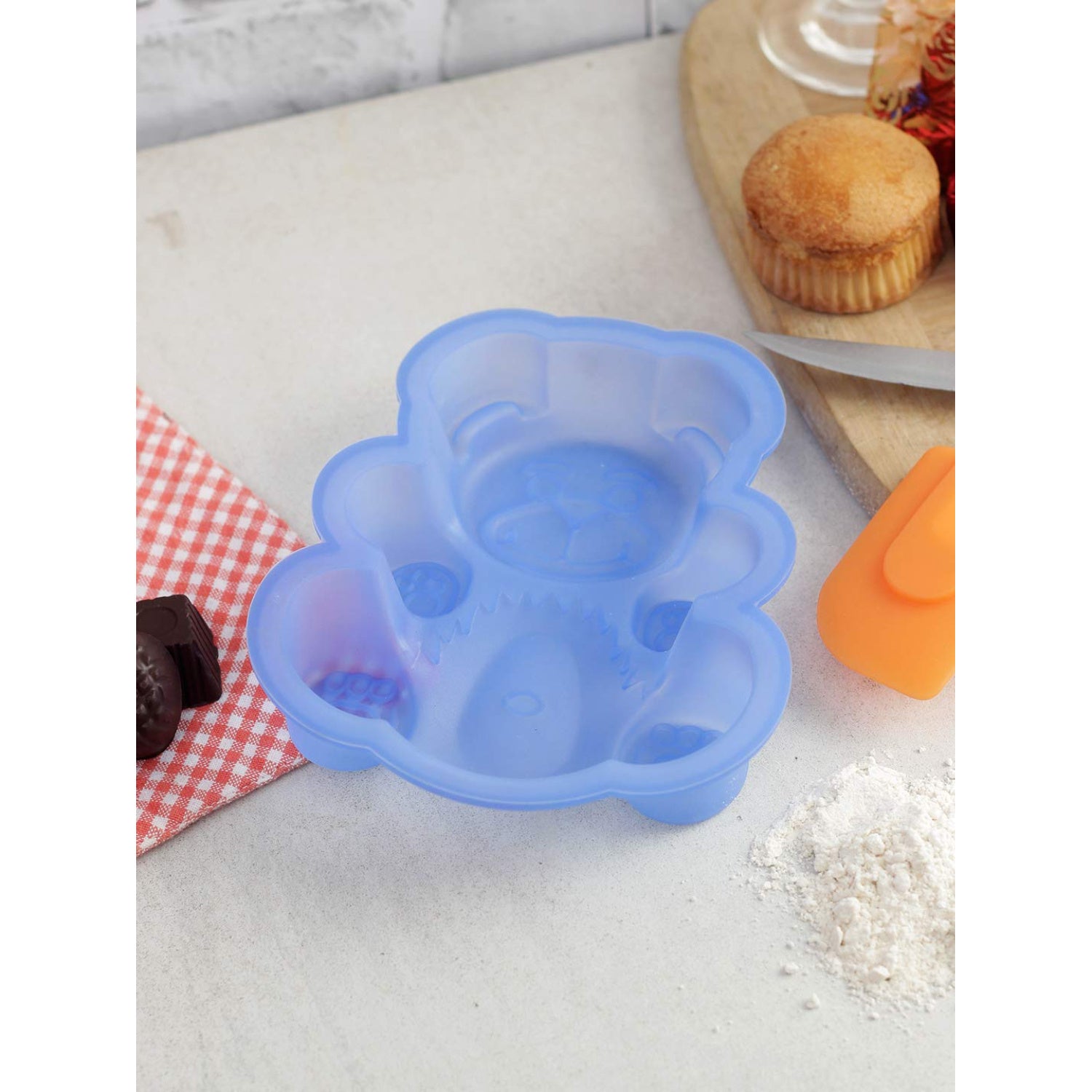 Silicone Small Teddy Bear Shape Cake Mould, 18 cm, Blue
