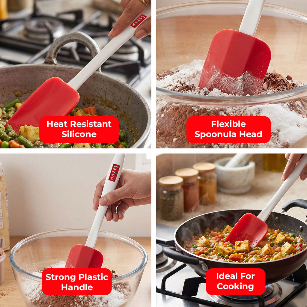 Big Silicone Spoonula Spatula, 30 cm with dimension labels.