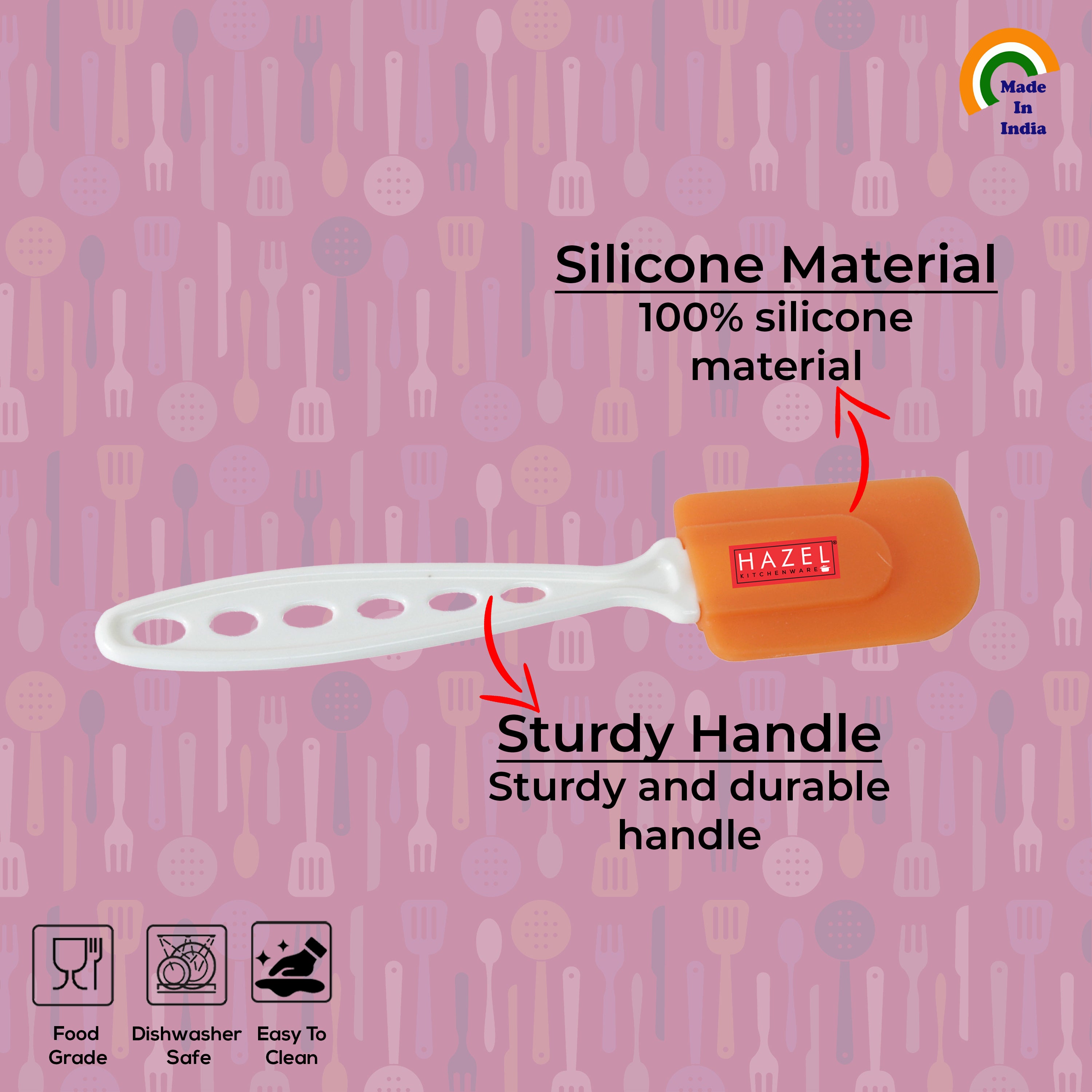 Silicone Small Spatula with Plastic Handle, Orange