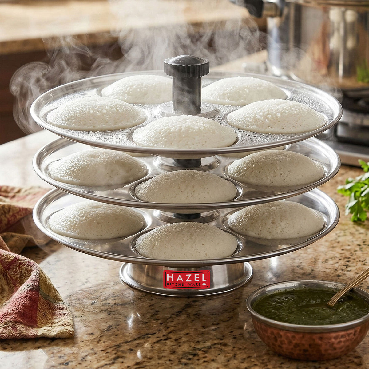 Edli Stand Stainless Steel Idli Stand (3 Plates) | HAZEL Kitchenware