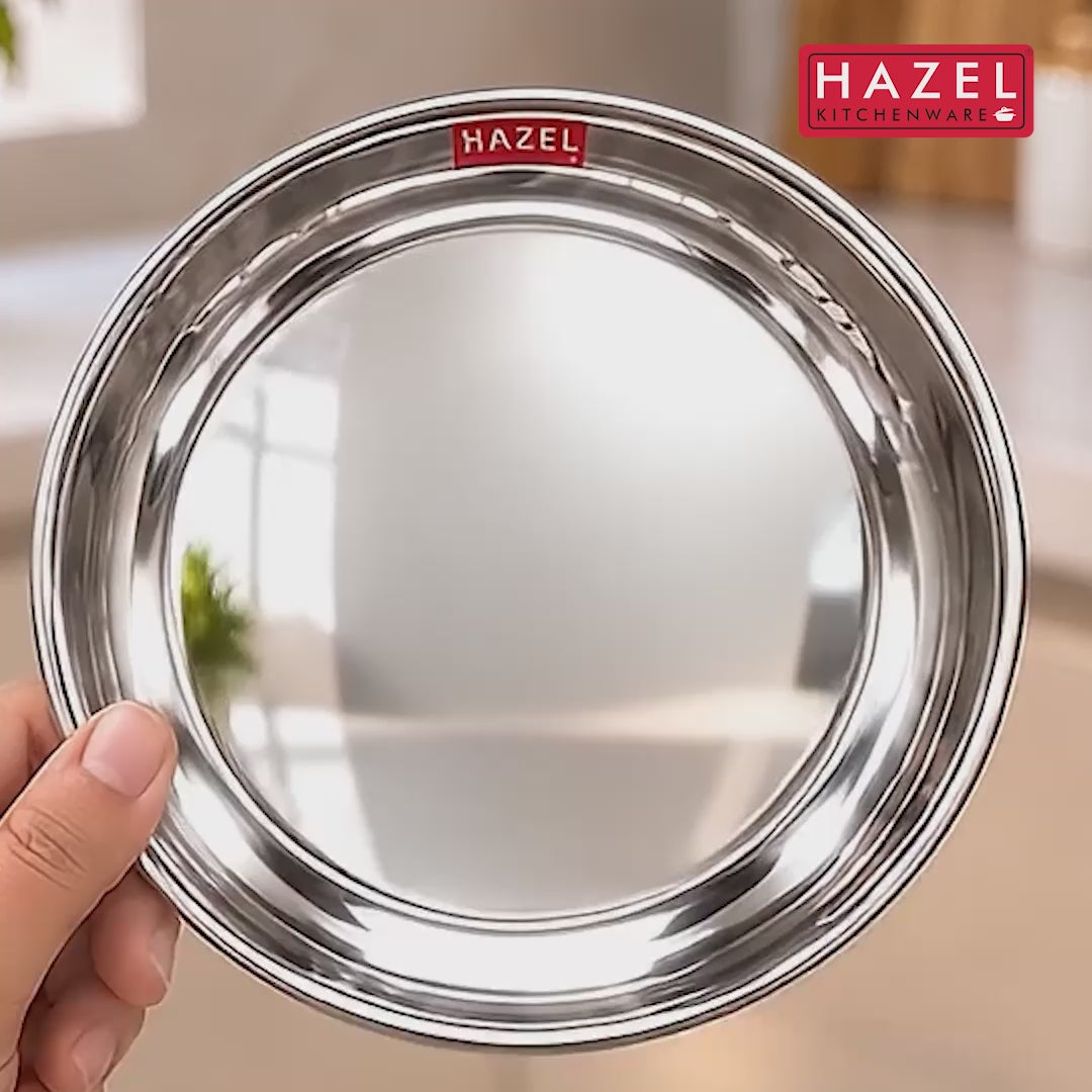 Stainless Steel Snack Plate 17 cm Round Serving Plate for Biscuits, Sweets & Snacks
