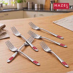 HAZEL Stainless Steel Table Fork Set of 6, 16 cm Dining Forks