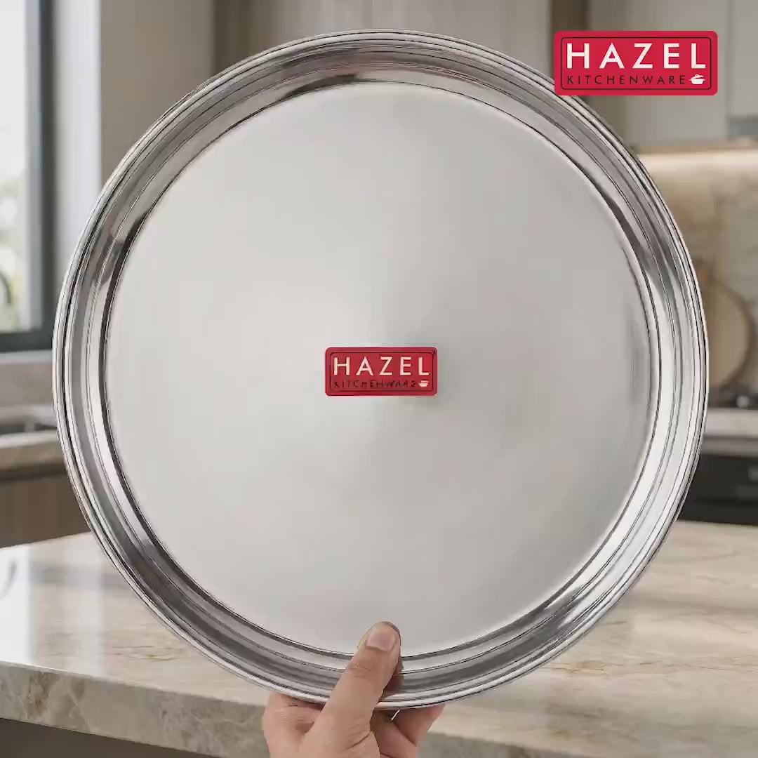 Stainless Steel Dinner Thali Plate, 26.5 cm Bhojan Plate, Set of 1