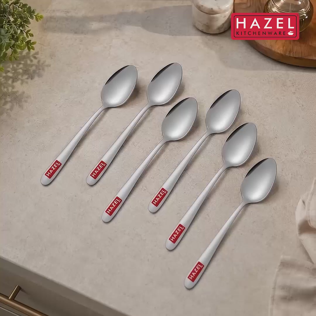 Stainless Steel Spoon Set of 6, 16 cm Dining & Kitchen Spoons